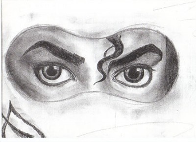 Die KOPIE von einer Zeichnung, die ich für eine Freundin machte... sie war riesen Michael Jackson-Fan...  Ich hatte ihr die Augen vom Dangerous-Album abgezeichnet. von ca. 1997